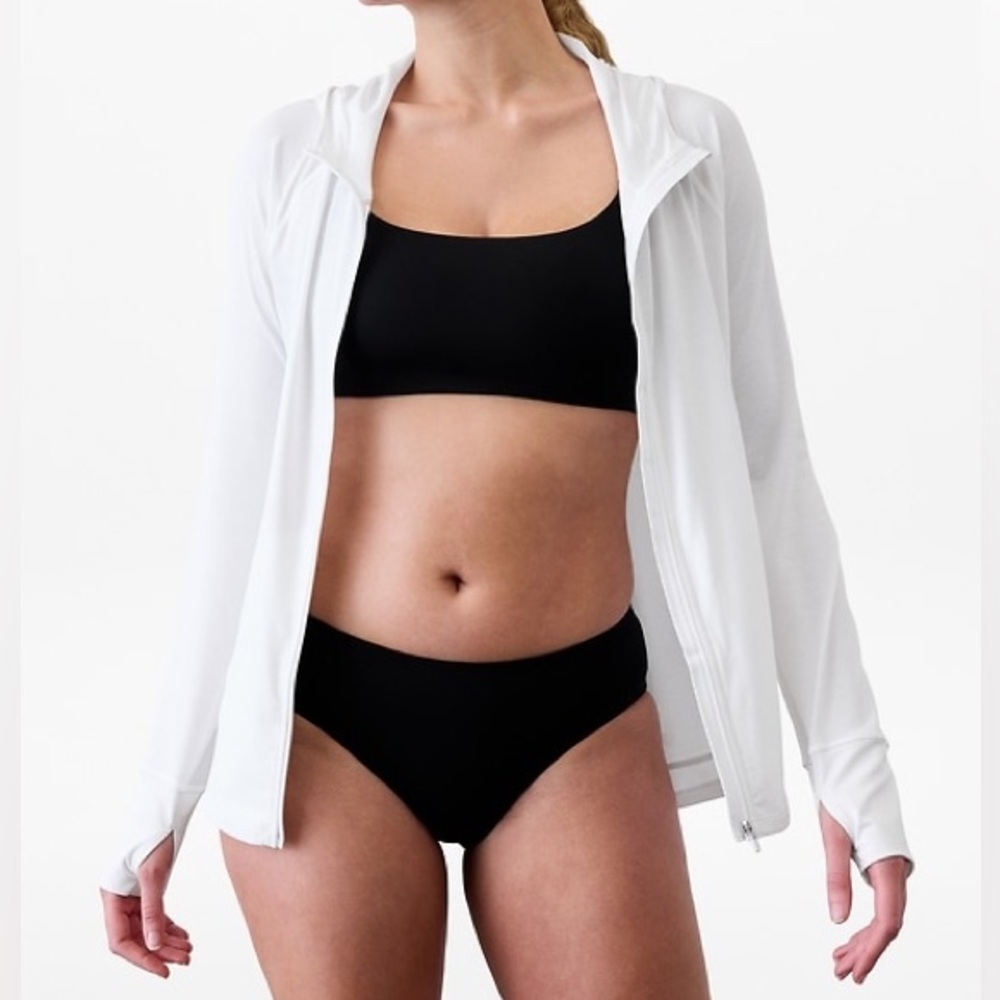 Athleta Pacifica Illume UPF Bright White Zip Up Relaxed Jacket 657489 Size Small